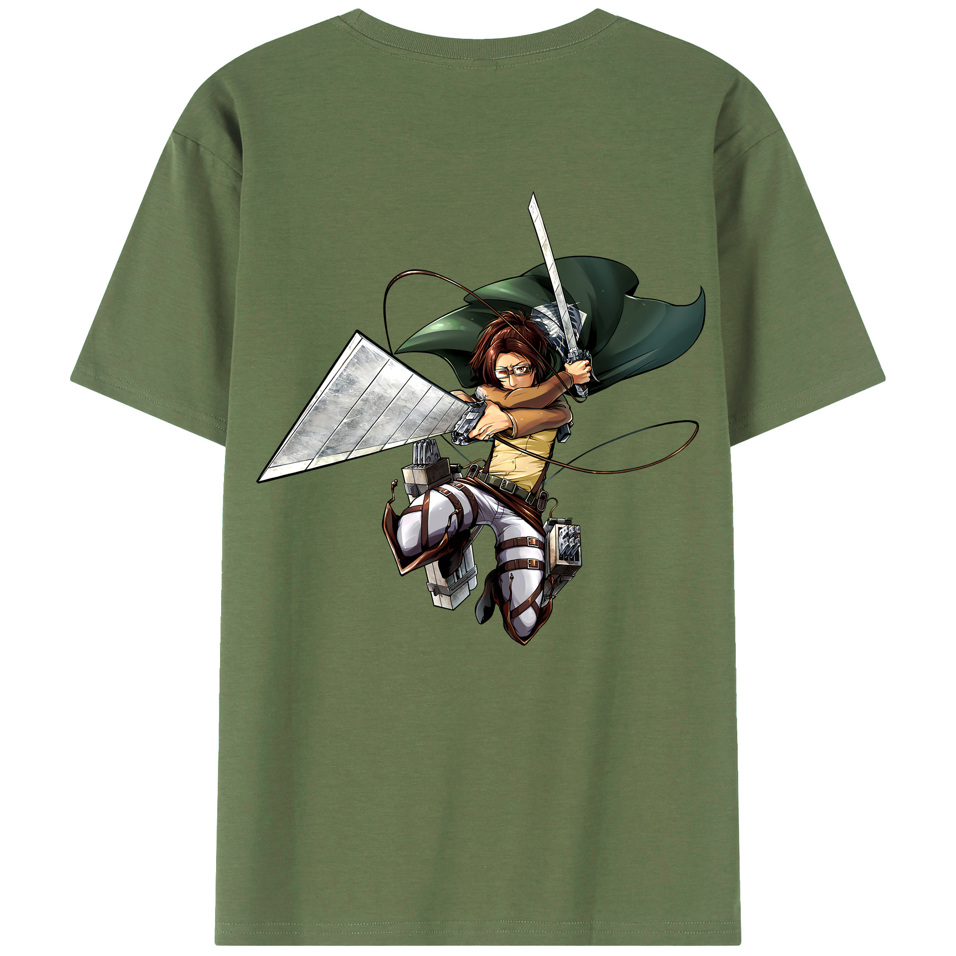 （画像用） 進撃の巨人 ハンジ·ゾエ Attack on Titan Hanji Zoe 綿100％ メンズ半袖Tシャツ（バックプリント） 通気性